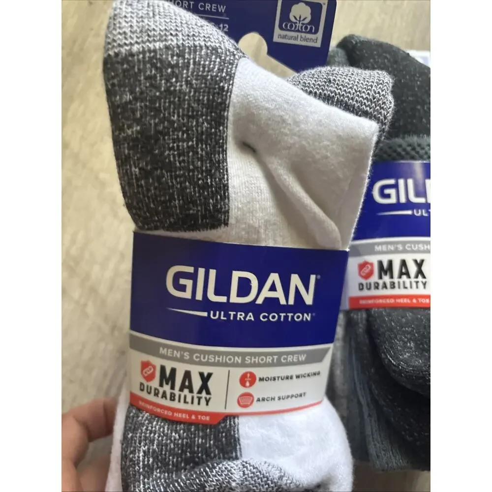 Gildan Men's Stretch 3PK Cotton short Crew arch Socks Shoe Size 6-12 Lot X3 Warm
